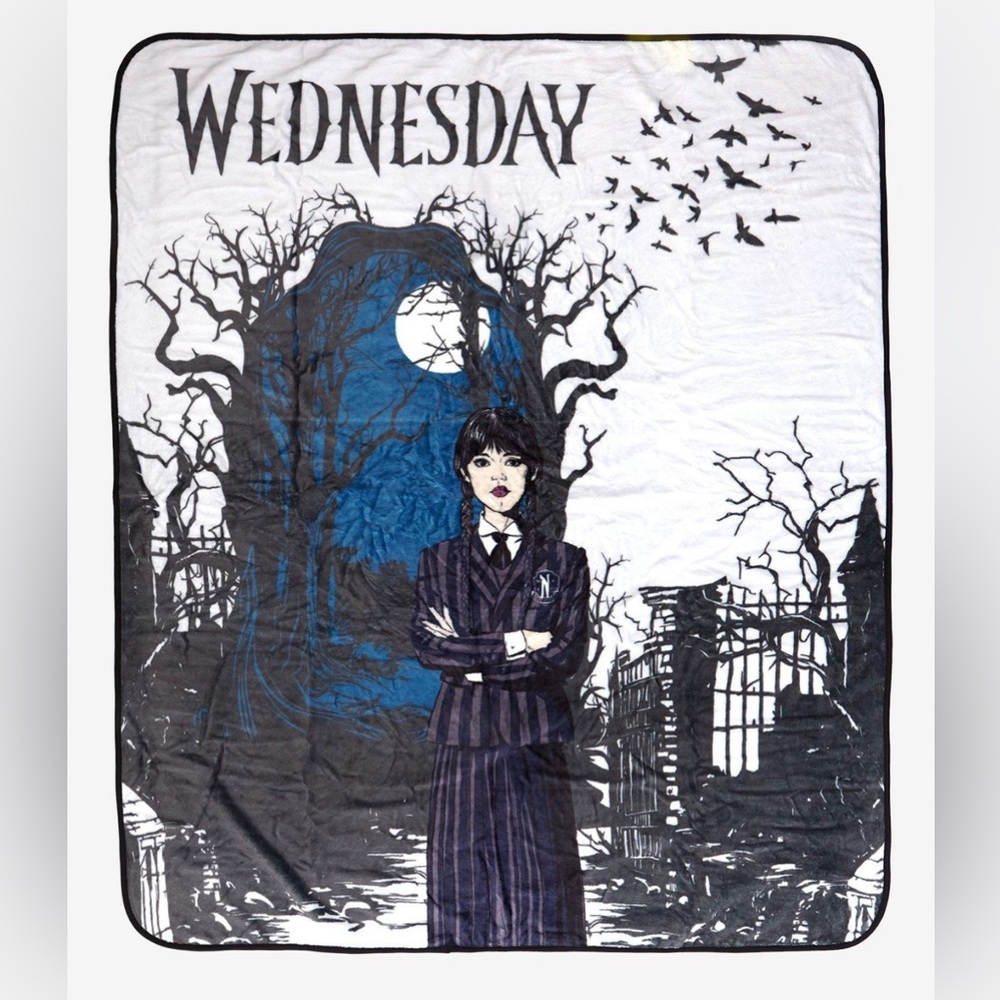 Wednesday Addams Graphic Throw Blanket- NWT
